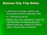 KC Trip Notes, Using this Site : Using This Site, Notes on Places Visited